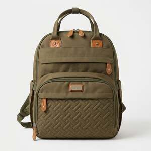 BabbleRoo Diaper Bag Backpack Olive Green Quilted